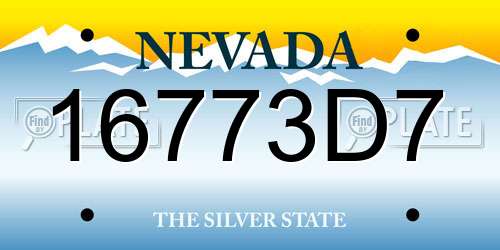 16773D7 Nevada License Plate