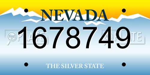1678749 Nevada License Plate