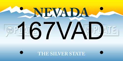 167VAD Nevada License Plate