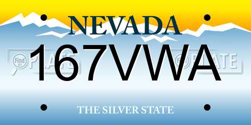 167VWA Nevada License Plate