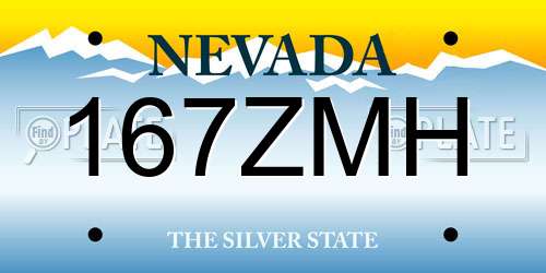 167ZMH Nevada License Plate