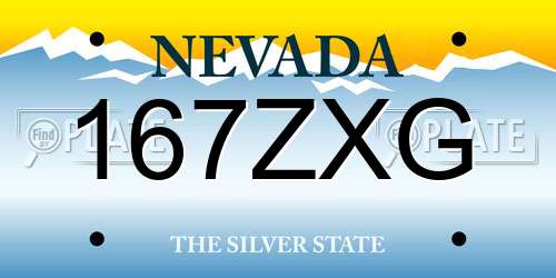 167ZXG Nevada License Plate