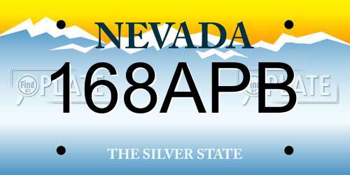 168APB Nevada License Plate