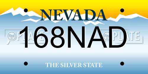 168NAD Nevada License Plate
