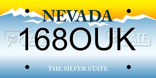 168OUK Nevada License Plate