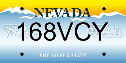 168VCY Nevada License Plate