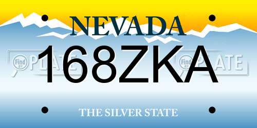 168ZKA Nevada License Plate