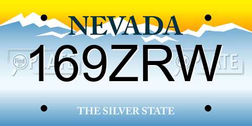 169ZRW Nevada License Plate