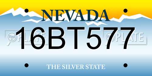 16BT577 Nevada License Plate