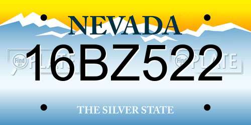 16BZ522 Nevada License Plate