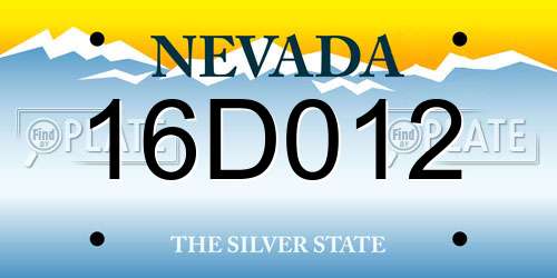 16D012 Nevada License Plate