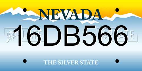 16DB566 Nevada License Plate
