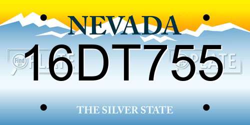 16DT755 Nevada License Plate