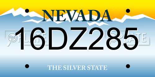 16DZ285 Nevada License Plate