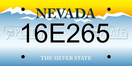 16E265 Nevada License Plate