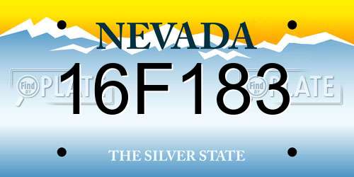 16F183 Nevada License Plate
