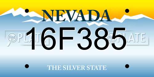 16F385 Nevada License Plate
