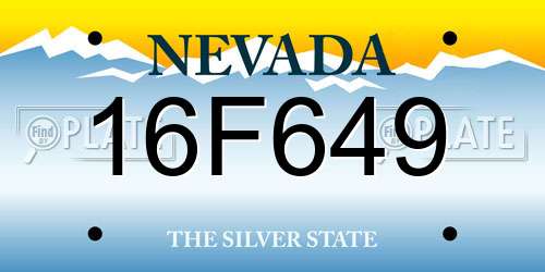 16F649 Nevada License Plate