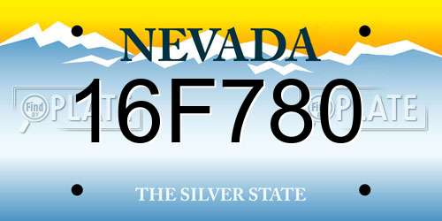 16F780 Nevada License Plate