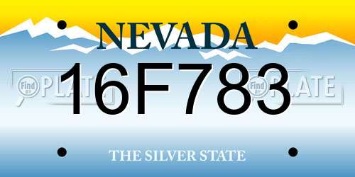 16F783 Nevada License Plate
