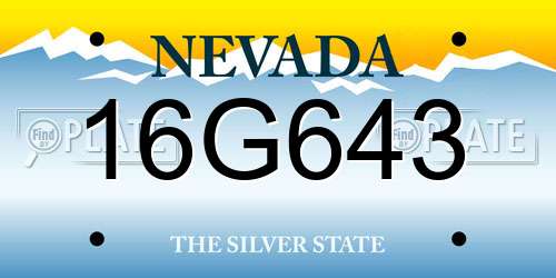 16G643 Nevada License Plate