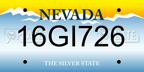 16GI726 Nevada License Plate