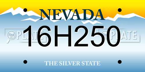 16H250 Nevada License Plate