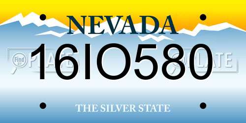 16IO580 Nevada License Plate