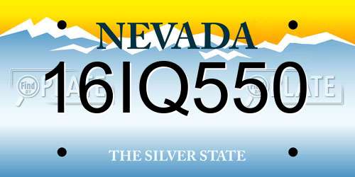 16IQ550 Nevada License Plate