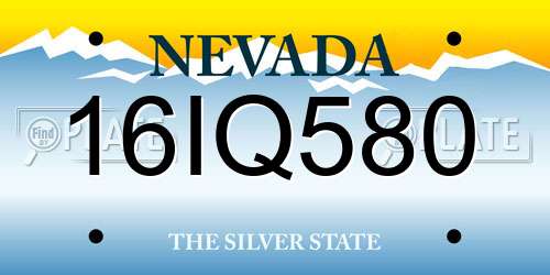 16IQ580 Nevada License Plate