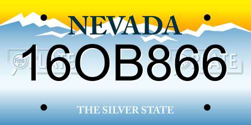 16OB866 Nevada License Plate