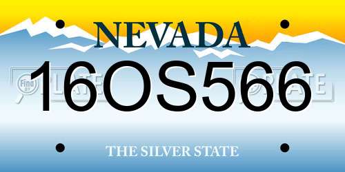16OS566 Nevada License Plate