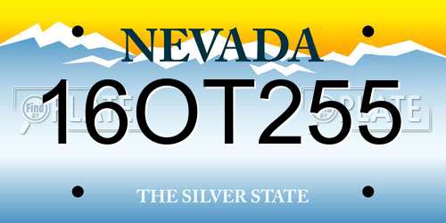 16OT255 Nevada License Plate