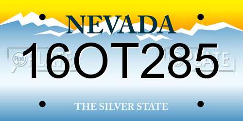 16OT285 Nevada License Plate