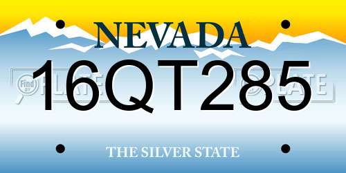 16QT285 Nevada License Plate
