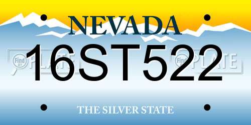 16ST522 Nevada License Plate