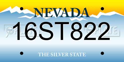 16ST822 Nevada License Plate