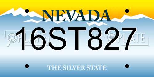 16ST827 Nevada License Plate