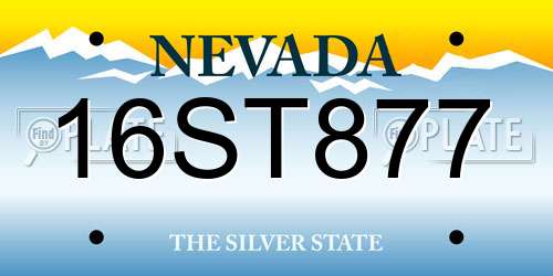 16ST877 Nevada License Plate