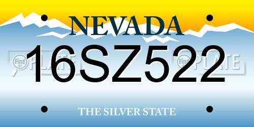 16SZ522 Nevada License Plate