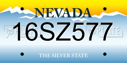 16SZ577 Nevada License Plate