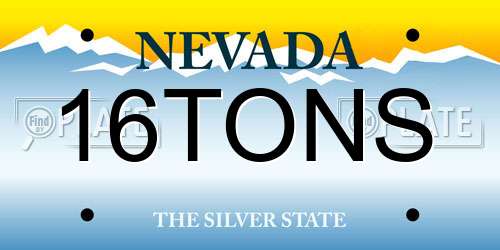 16TONS Nevada License Plate