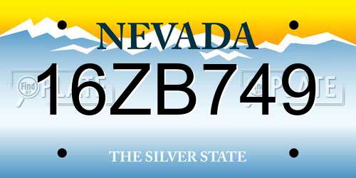 16ZB749 Nevada License Plate