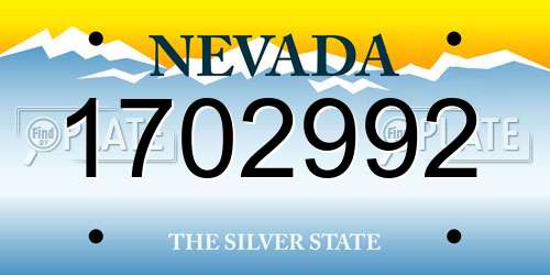 1702992 Nevada License Plate