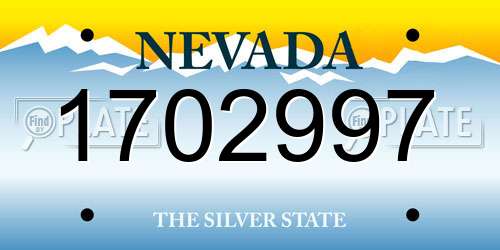 1702997 Nevada License Plate