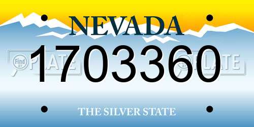 1703360 Nevada License Plate