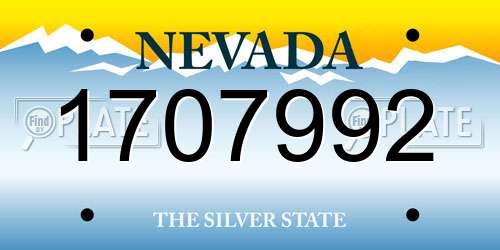 1707992 Nevada License Plate