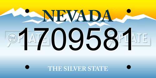 1709581 Nevada License Plate