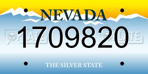 1709820 Nevada License Plate