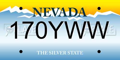 170YWW Nevada License Plate